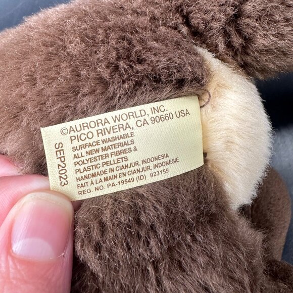 Brown Sea Otter Stuffed Animal Plush Miyoni by Aurora Lovey Toy 2023 Bean Bottom - Picture 8 of 10
